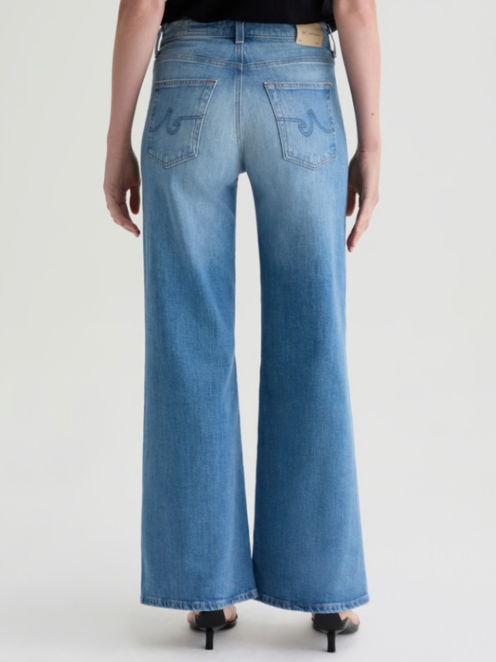 AG Saige Mid-Rise Wide Leg Jeans Light Blue Size 30
